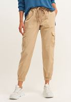 Women Cream Elasticated waistband cargo jogger pants