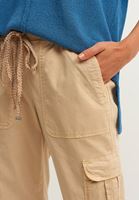 Women Cream Elasticated waistband cargo jogger pants