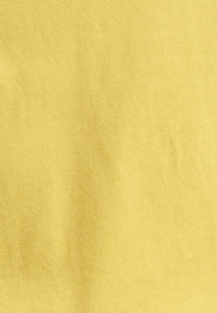 Bayan Sarı Pamuklu V-Neck Tişört