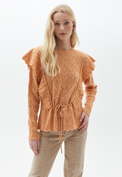 hambruna Plasticidad Sequía Orange Knitwear Sweater with Hemstitch Online Shopping | OXXOSHOP