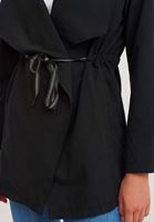 Bayan Siyah Bel Detaylı Midi Boy Ceket