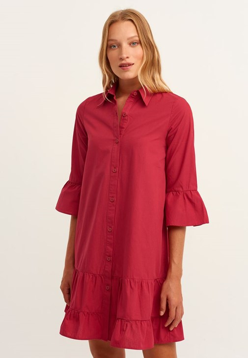 Fırfırlı Gömlek Elbise ve Nakışlı Western Çizme Kombini