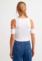 Women White V-neck Crop Top with Gathered Details