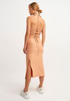 Women Orange Midi Skirt With Cut Out Detail