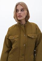 Women Green Vegan leather bomber jacket