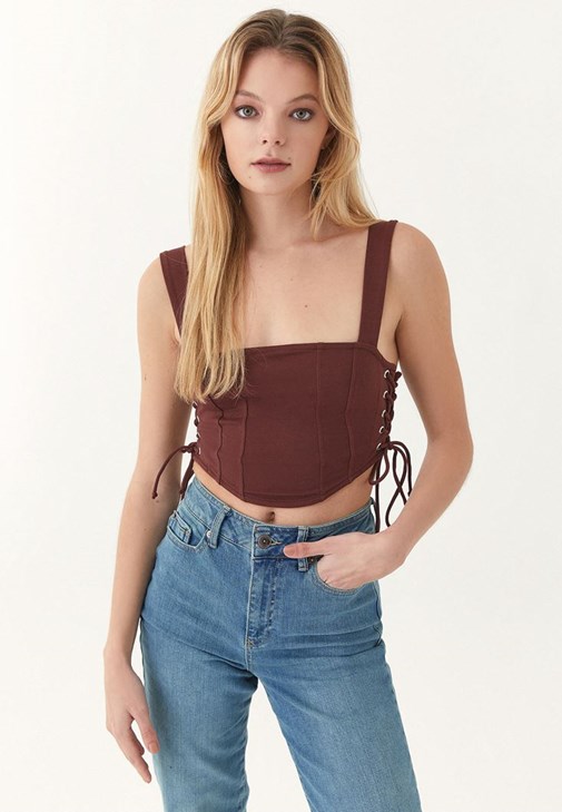 Crop Top with Lace Up Detail 