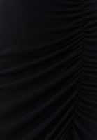 Women Black Midi Skirt With Drape Detail