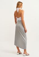 Women Grey Midi Skirt With Drape Detail