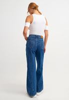 Bayan Mavi Kemer Detaylı Wide-Leg Denim Pantolon