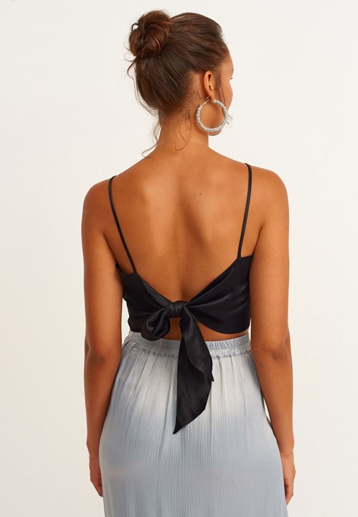 Black Crop Top With Thin Straps Online Shopping