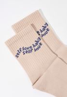 Bayan Bej Sloganlı Çorap