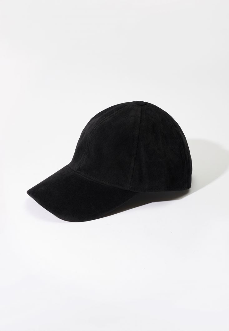 Bayan Siyah Süet Cap Şapka