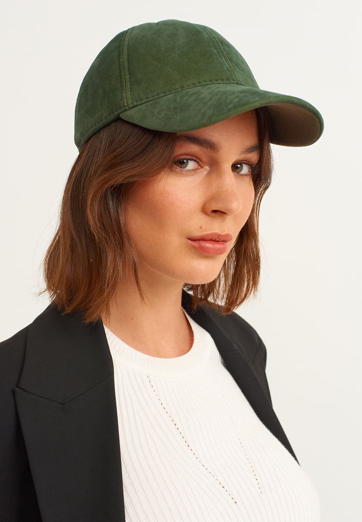 Bayan Yeşil Süet Cap Şapka