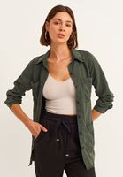 Bayan Yeşil Cepli ve Kuşaklı Ceket ( TENCEL™ )