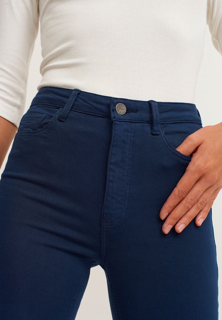 Bayan Lacivert Toparlayıcı Etkili Skinny Pantolon ( TENCEL™ )