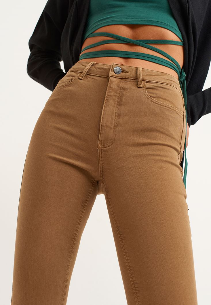 Bayan Kahverengi Toparlayıcı Etkili Skinny Pantolon ( TENCEL™ )