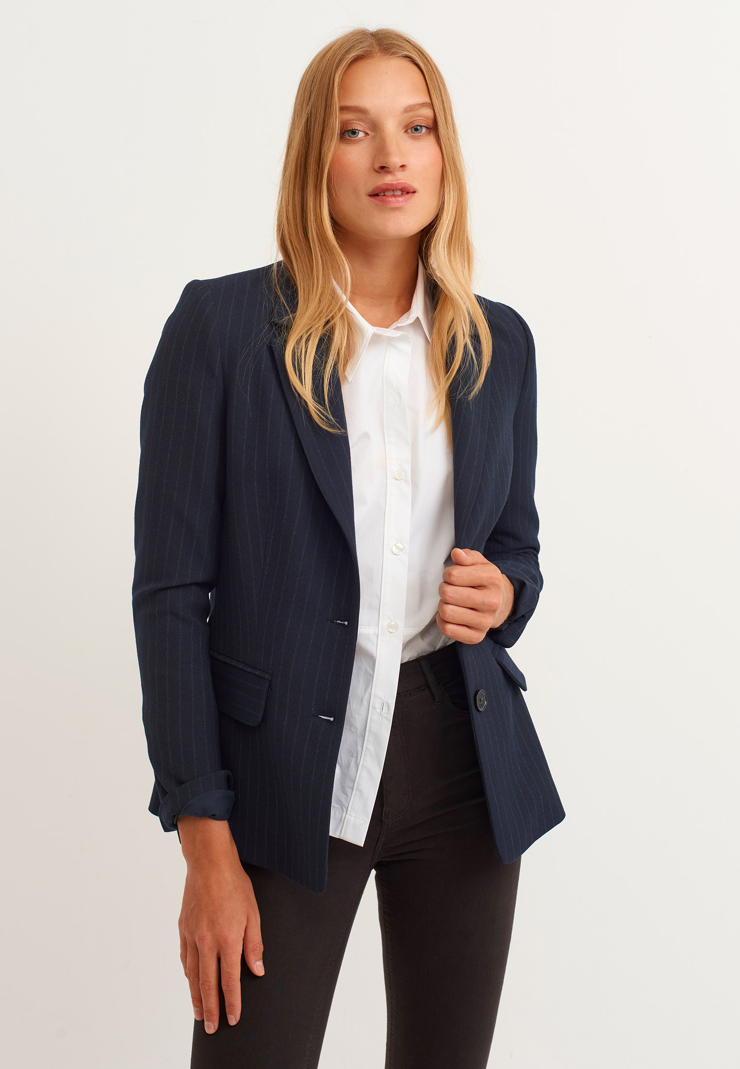 Women Mixed Stripe detailed blazer