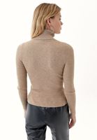 Women Brown Turtleneck Knitwear Sweater