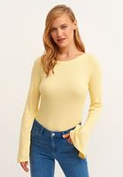 Bayan Sarı Flare Kollu Tişört