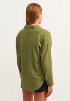 Bayan Yeşil Pamuklu Oversize Gömlek