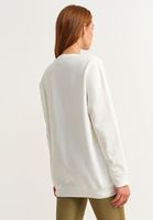 Bayan Krem Zero-Neck Oversize Sweatshirt