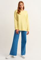 Bayan Sarı Zero-Neck Oversize Sweatshirt