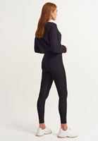 Black Shiny Textured Leggings Online Shopping