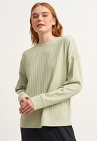 Bayan Yeşil Zero-Neck Uzun Kollu Tişört