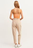 Women Cream Carrot-Fit Sweat Trousers