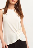 Women Cream Gathered Cupro Tank Top (MODAL)