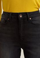 Bayan Siyah Long Straight-Fit Denim Pantolon