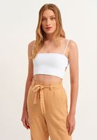 Women White Crop Top with Back Detail
