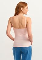 Women Pink V-Neck Lace Detailed Tank Top