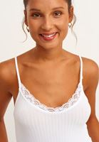 Women White V-Neck Lace Detailed Tank Top
