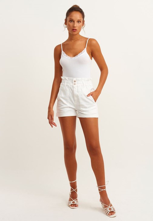 River Island V Neck Tank Top - White