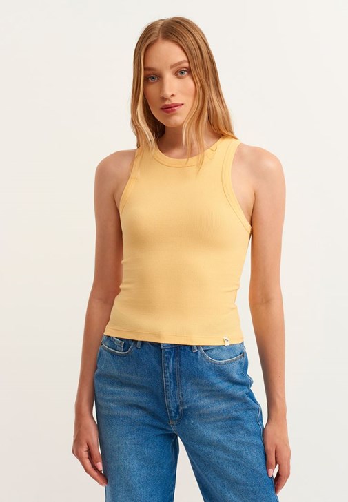 Yellow Halter neck tank top Online Shopping
