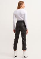 Women Black Carrot-fit Vegan Leather Pants