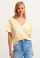 Bayan Sarı V-Neck Oversize Tişört ( MODAL )