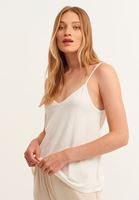 Women Cream Soft Touch Singlet with Thin Straps