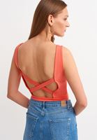 Bayan Pembe Cut-Out Detaylı Crop Atlet