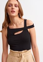 Bayan Siyah Cut Out Crop Top