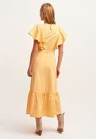 Women Yellow Cotton and Flounce Maxi Dress