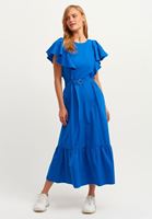 Women Blue Cotton and Flounce Maxi Dress
