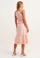 Women Pink Double-Breasted Midi Dress