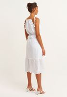 Women White Double-Breasted Midi Dress