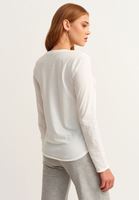Women Cream Zero-Neck Cotton T-shirt