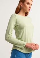 Women Green Zero-Neck Cotton T-shirt