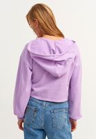 Women Purple Hooded Crop Knitwear