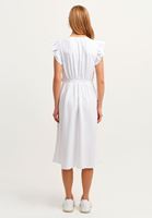 Bayan Beyaz Fırfırlı Kruvaze Maxi Elbise
