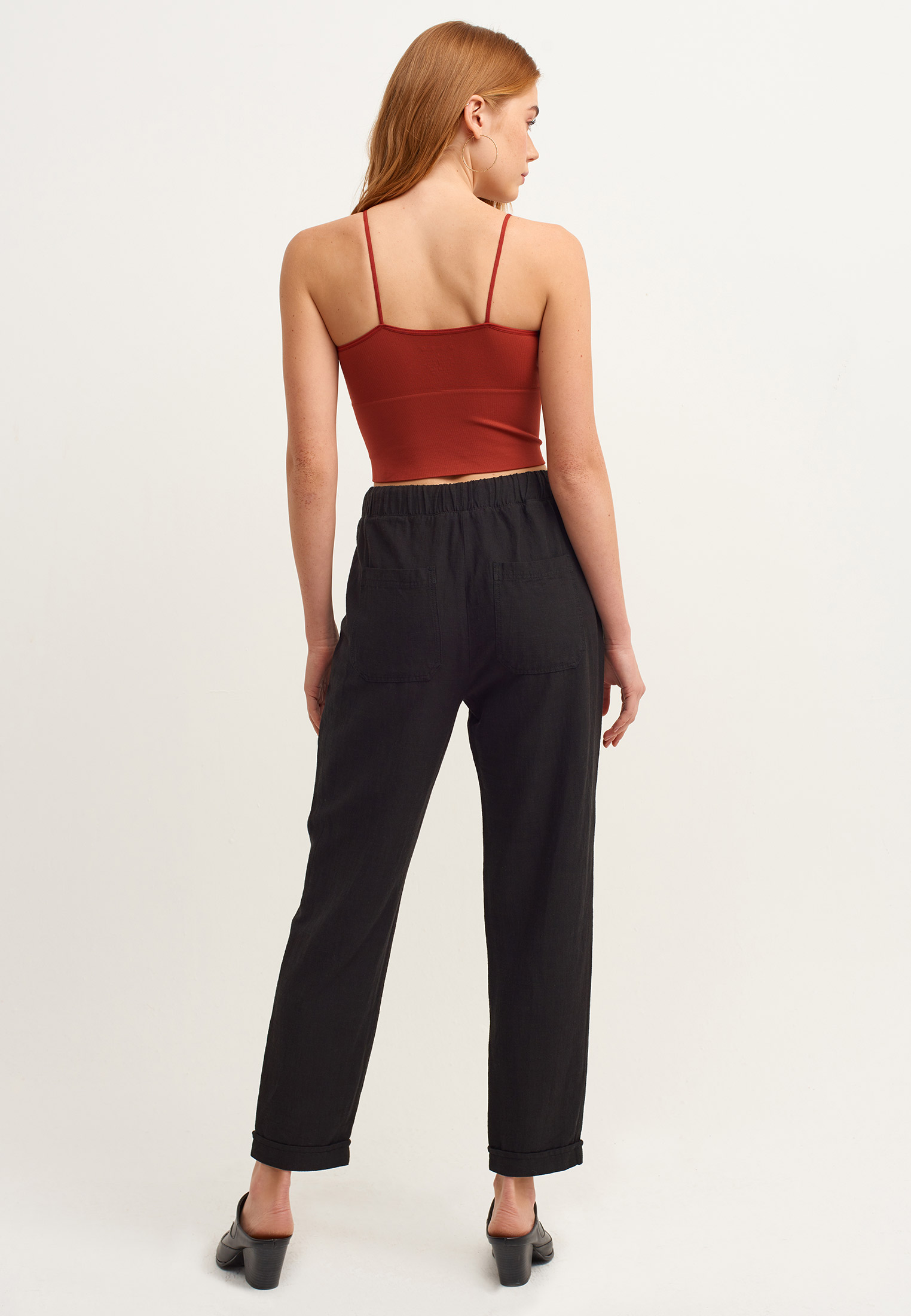Women Black Casual Soft Textured Trousers